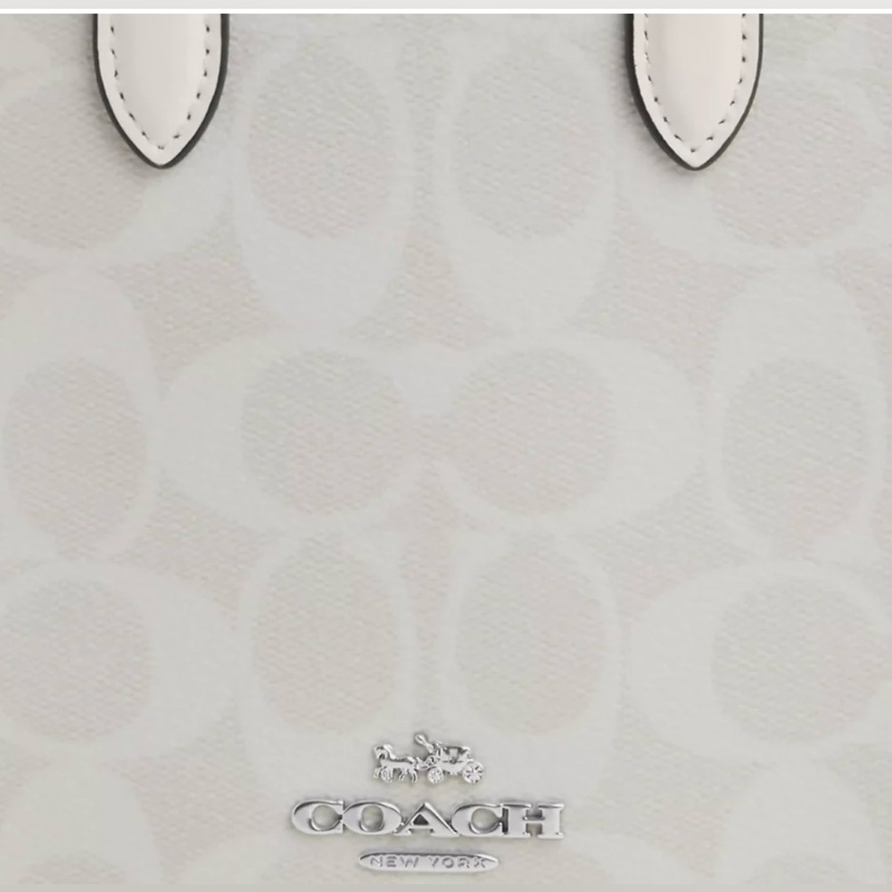 Coach North South Mini Tote in Glacier White with Black Strap NWT - Picture 7 of 10
